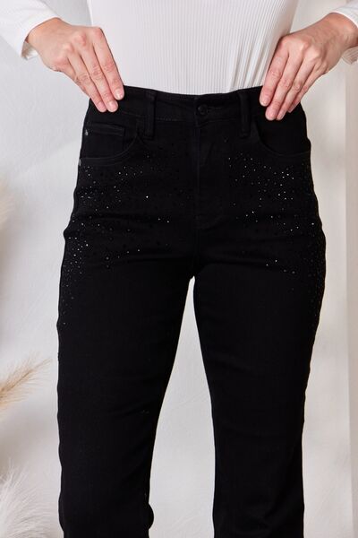 swvws Judy Blue Full Size Rhinestone Embellished Slim Jeans