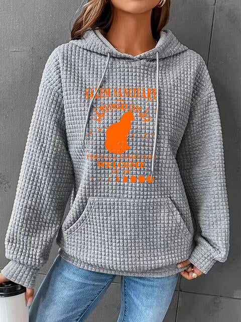 swvws Full Size Graphic Textured Hoodie with Pocket