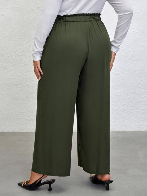 swvws Plus Size Tied Wide Leg Pants