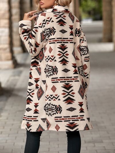 swvws Geometric Pocketed Dropped Shoulder Coat