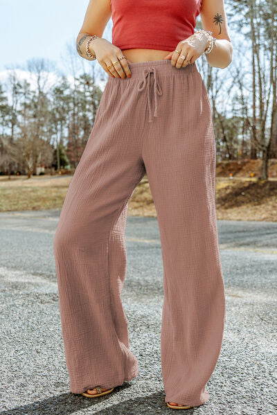 swvws Texture Tied Wide Leg Pants