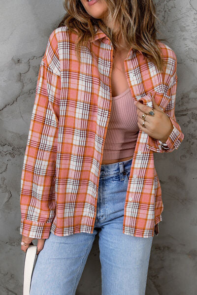 swvws Plaid Pocketed Dropped Shoulder Shirt