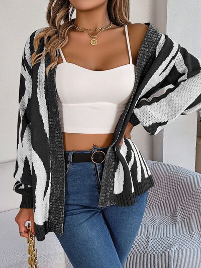 swvws Open Front Animal Print Cardigan