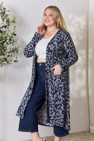 swvws Celeste Full Size Button Up Animal Print Cardigan