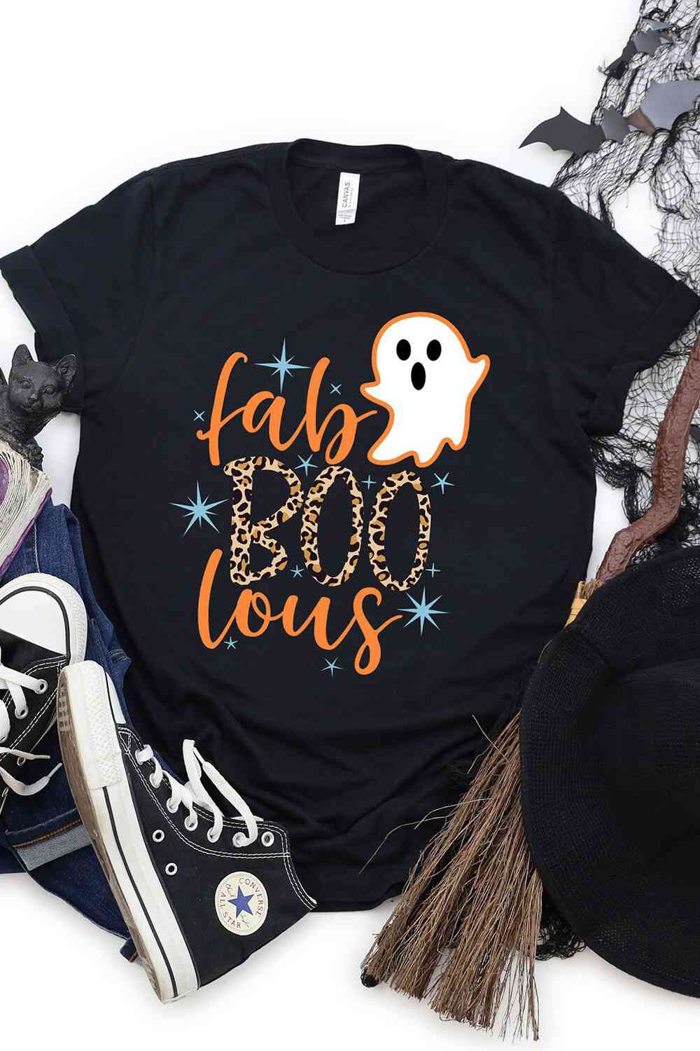 swvws Round Neck Short Sleeve Ghost Graphic T-Shirt