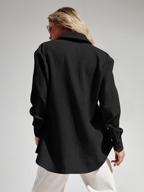 swvws Textured Button Up Long Sleeve Shirt