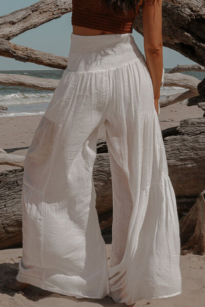 swvws Smocked Tied Wide Leg Pants