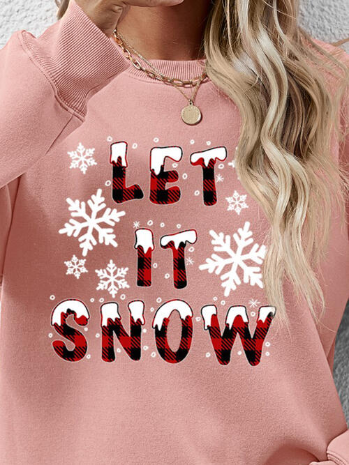 swvws LET IT SNOW Round Neck Long Sleeve Sweatshirt