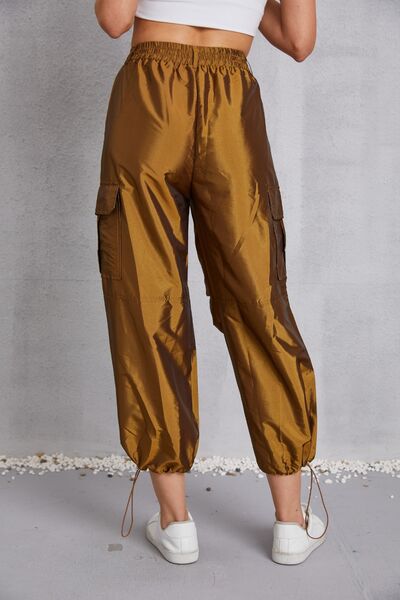 swvws Drawstring High Waist Pants with Cargo Pockets