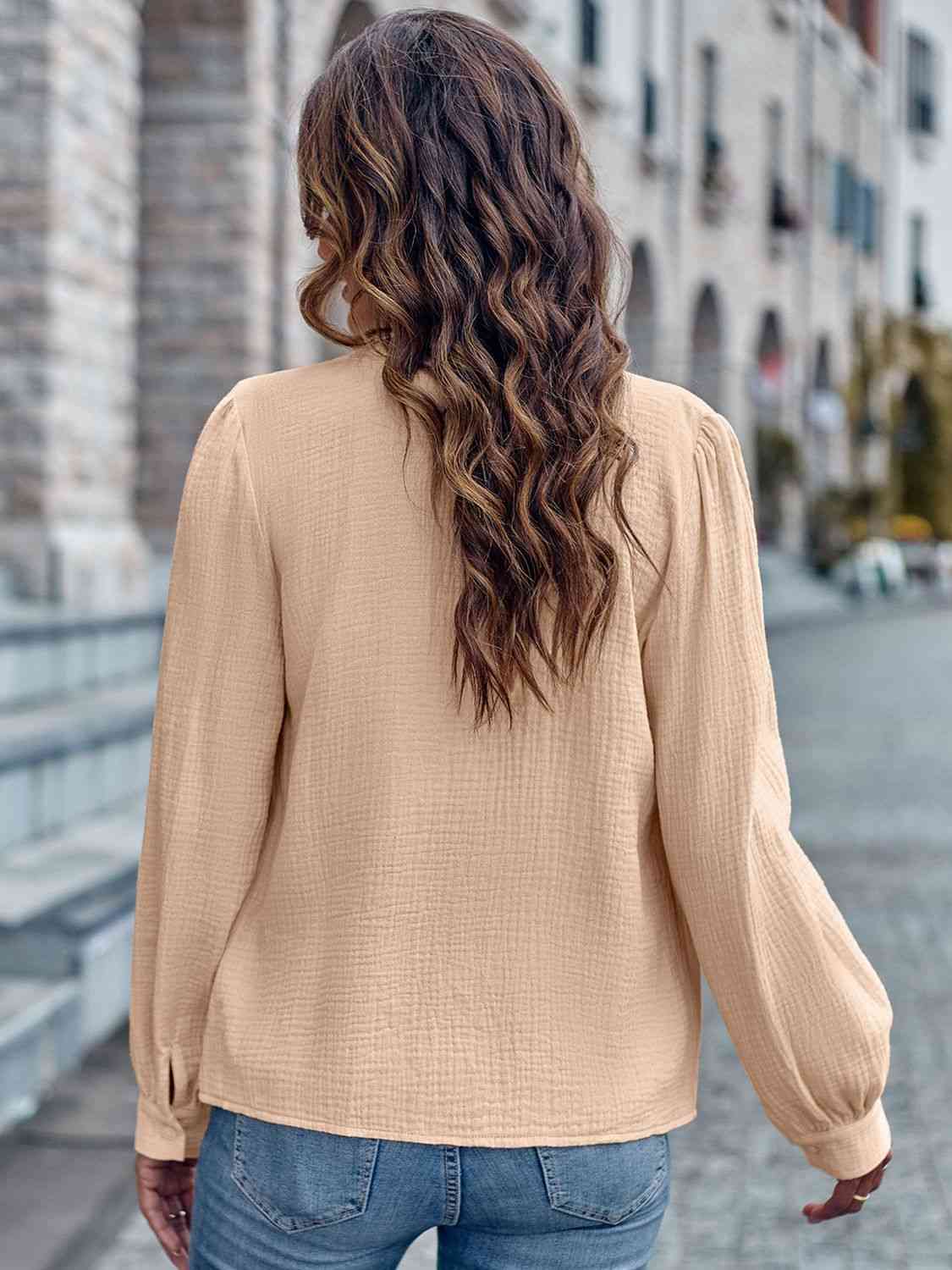 swvws Round Neck Puff Sleeve Shirt