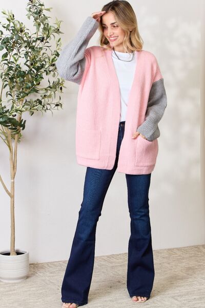 swvws BiBi Contrast Open Front Cardigan with Pockets