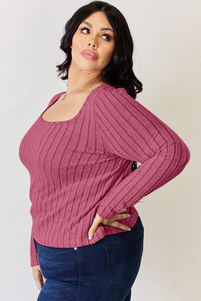 swvws Basic Bae Full Size Ribbed Long Sleeve T-Shirt