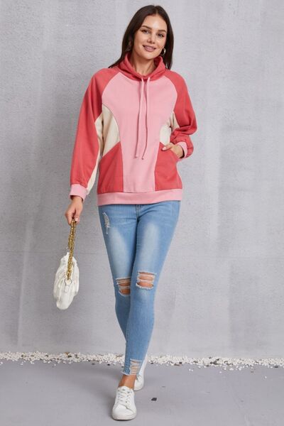 swvws Color Block Drawstring Mock Neck Sweatshirt