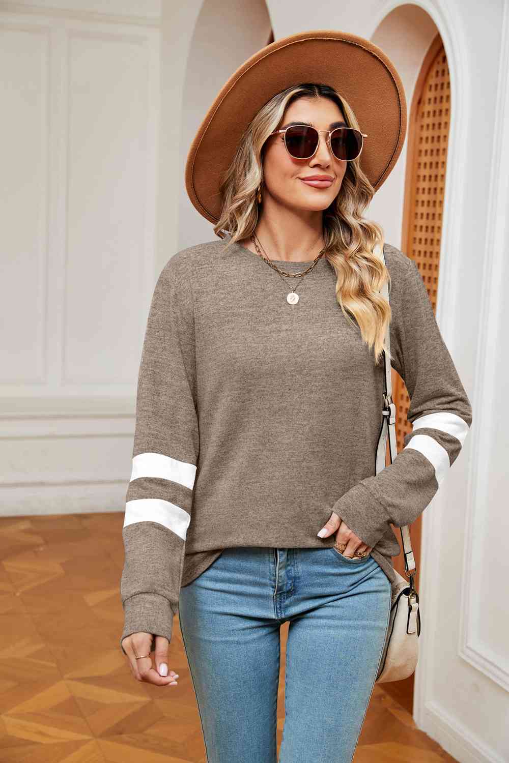 swvws Round Neck Long Sleeve Top