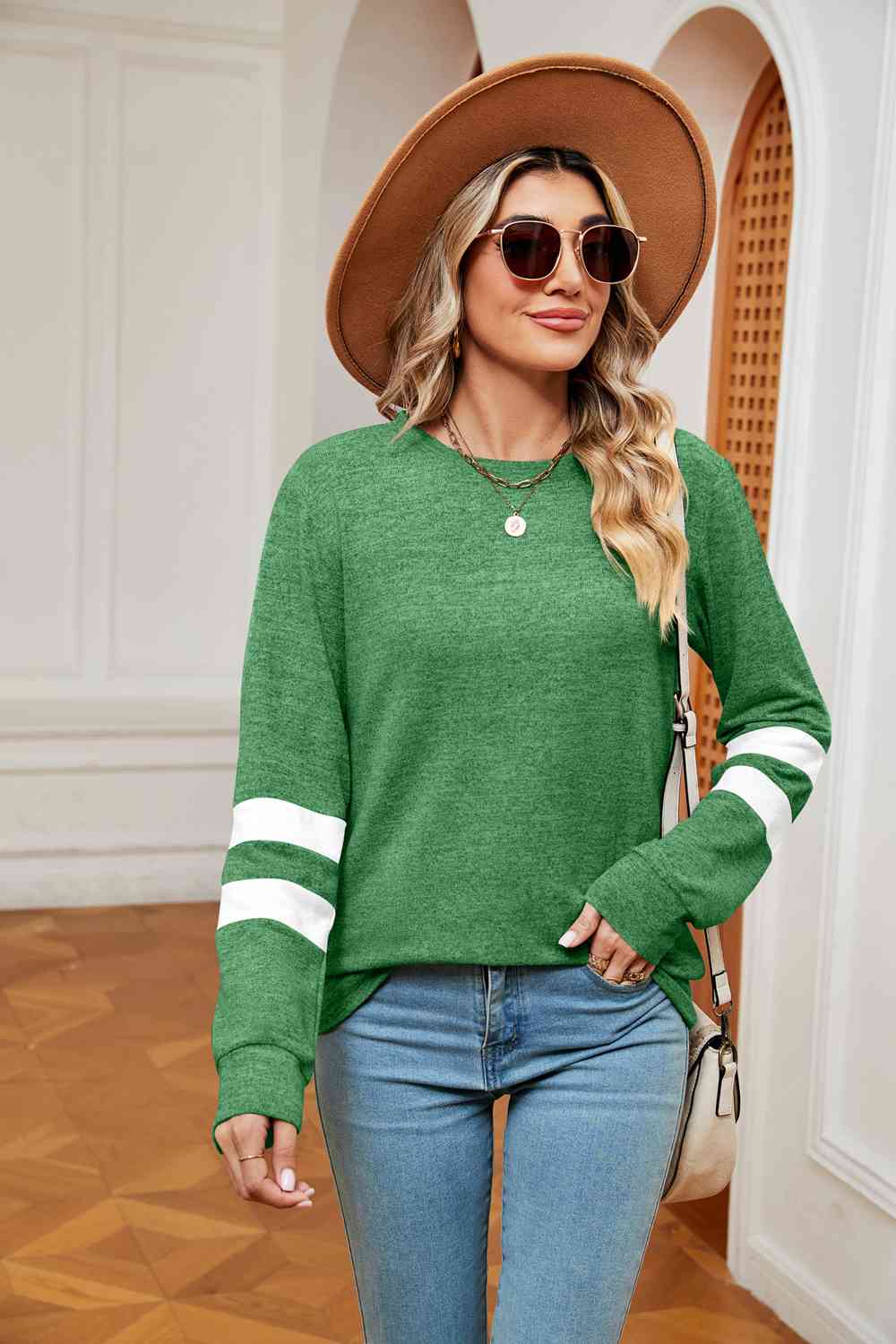 swvws Round Neck Long Sleeve Top