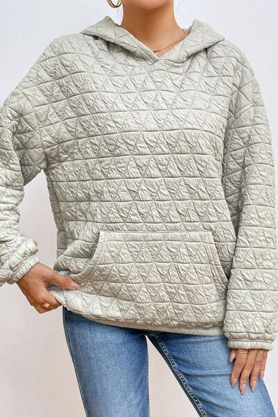 swvws Quilted Long Sleeve Hoodie with Pocket