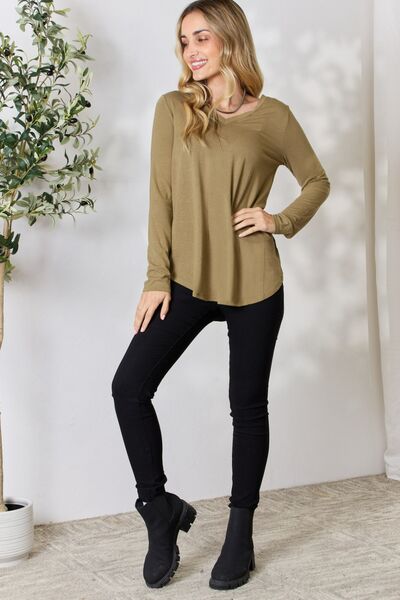 swvws Zenana Full Size V-Neck Long Sleeve T-Shirt