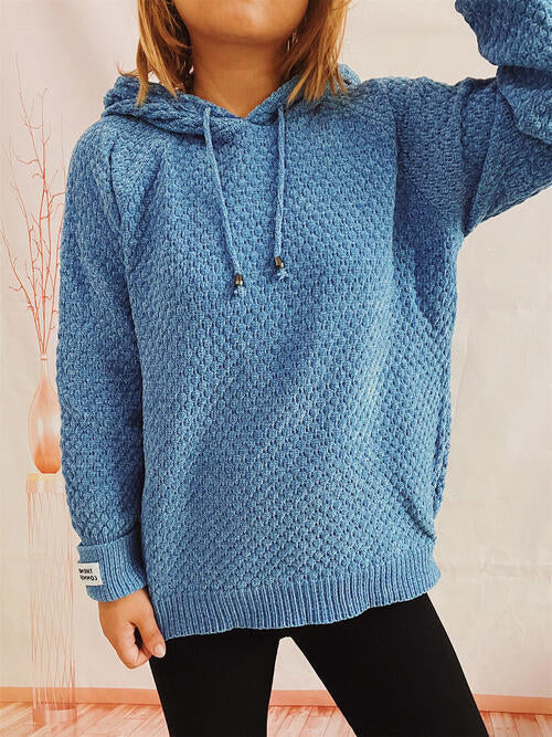 swvws Drawstring Long Sleeve  Hooded Sweater