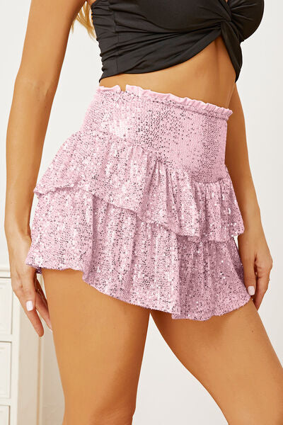 swvws Sequin Layered Mini Skirt