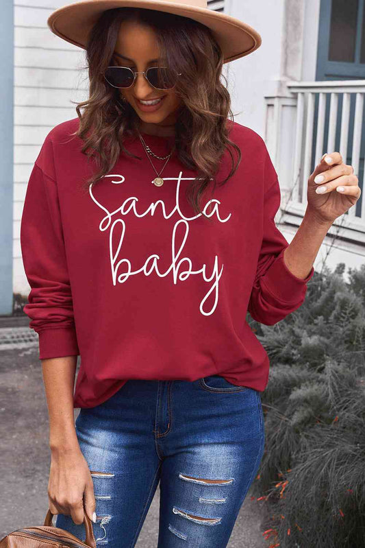 swvws Christmas SANTA BABY Graphic Sweatshirt