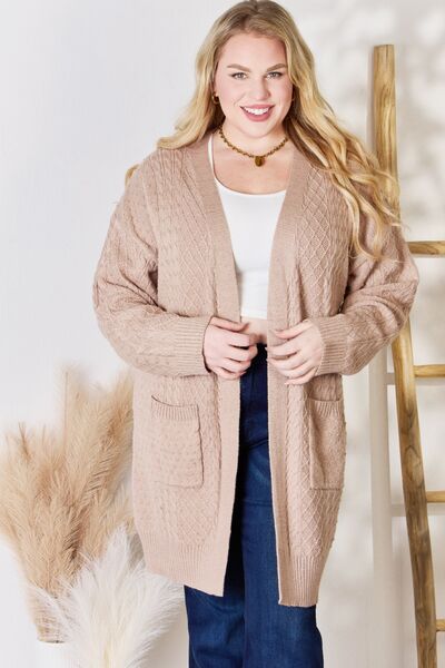 swvws Hailey & Co Full Size Cable-Knit Pocketed Cardigan