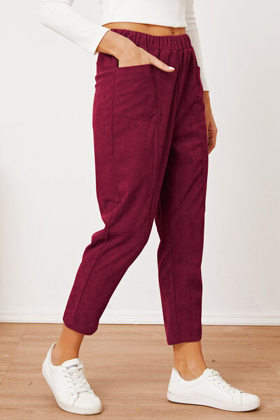 swvws Pocketed Elastic Waist Pants