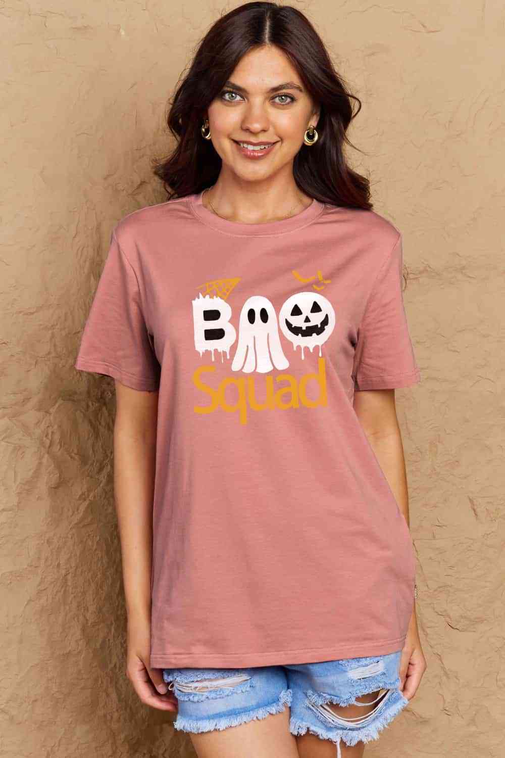 swvws Simply Love Full Size BOO SQUAD Graphic Cotton T-Shirt