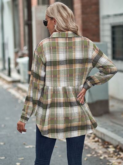 swvws Plaid Button Up Dropped Shoulder Shirt