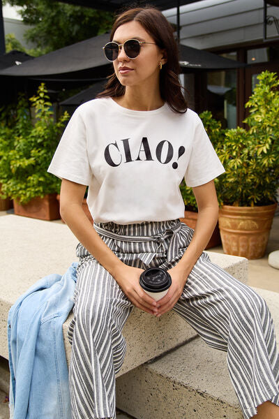 swvws Simply Love Full Size CIAO Round Neck T-Shirt