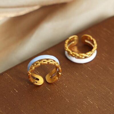 swvws Enamel 18K Gold-Plated Open Ring