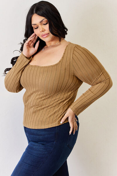 swvws Basic Bae Full Size Ribbed Long Sleeve T-Shirt