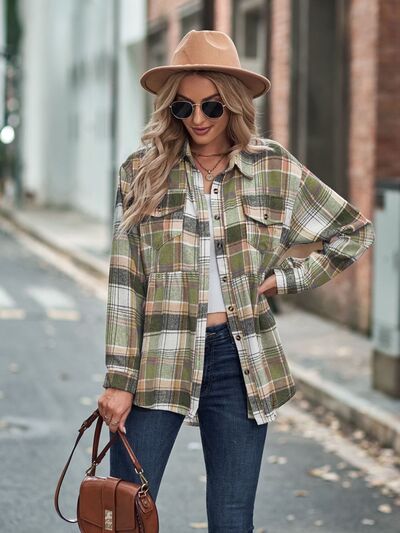 swvws Plaid Button Up Dropped Shoulder Shirt