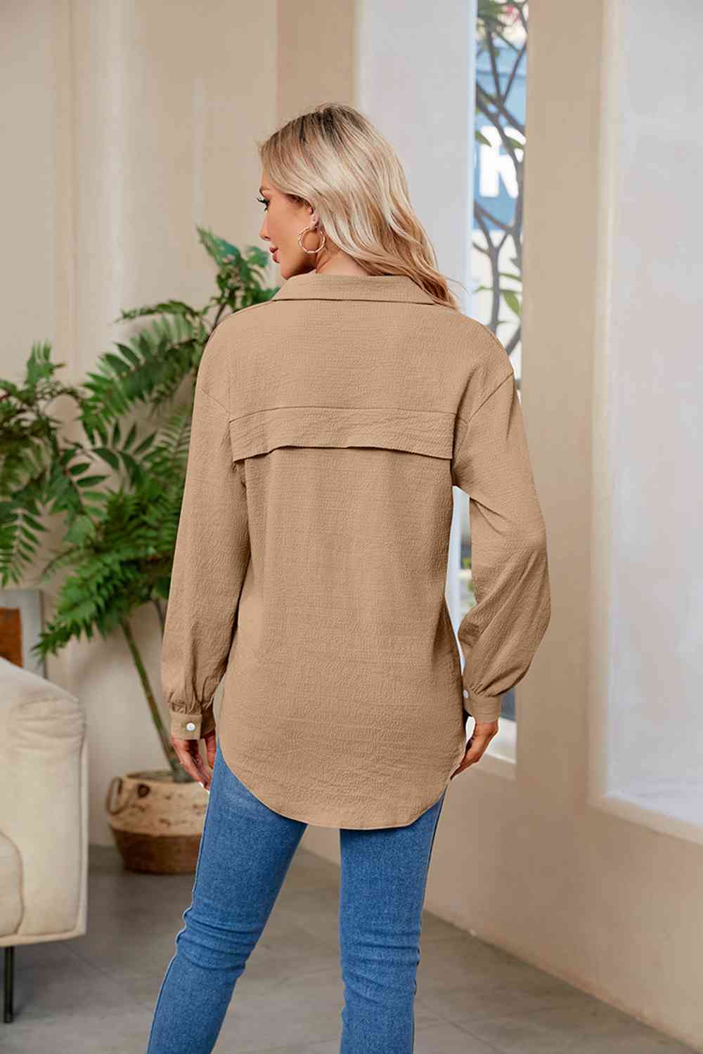 swvws Collared Neck Buttoned Long Sleeve Shirt