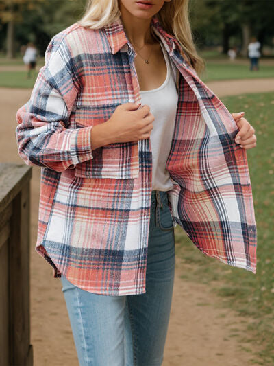 swvws Plaid Button Up Dropped Shoulder Shirt