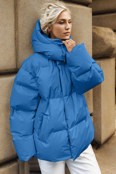 swvws Pocketed Zip Up Hooded Puffer Jacket