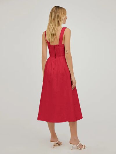 swvws Square Neck Wide Strap Midi Dress