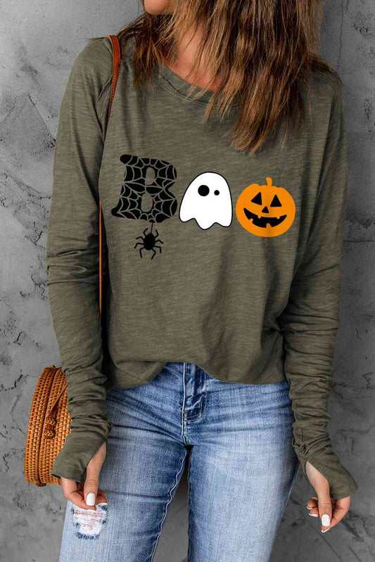 swvws Halloween Graphic Long Sleeve T-Shirt