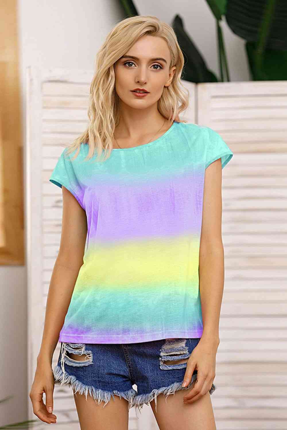 swvws Tie Dye Round Neck Short Sleeve Tee