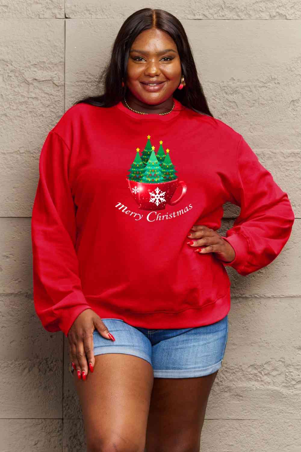 swvws Simply Love Full Size MERRY CHRISTMAS Graphic Sweatshirt