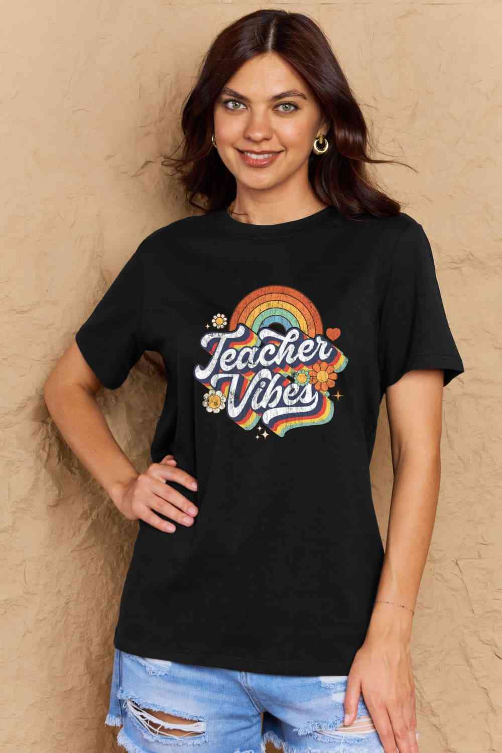 swvws Simply Love Full Size TEACHER VIBES Graphic Cotton T-Shirt