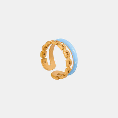 swvws Enamel 18K Gold-Plated Open Ring