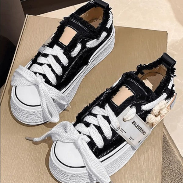 swvws - Black Casual Daily Patchwork Frenulum Contrast Round Comfortable Out Door Shoes