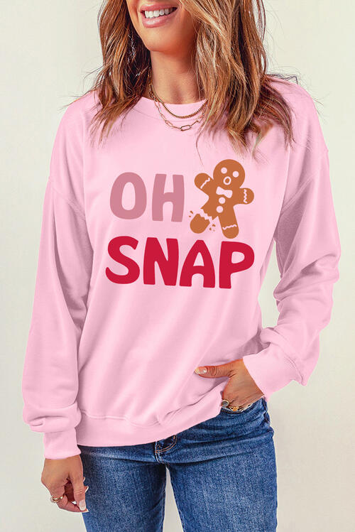 swvws OH SNAP Round Neck Long Sleeve Sweatshirt