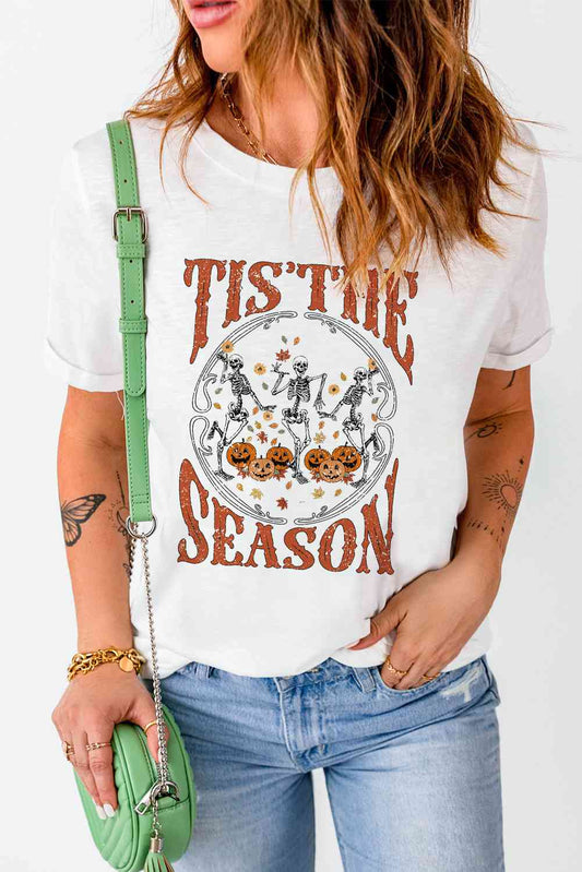 swvws Round Neck Short Sleeve Halloween Season Graphic T-Shirt