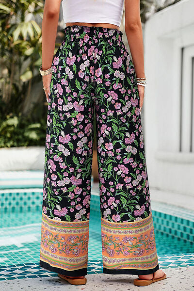 swvws Printed High Waist Wide Leg Pants