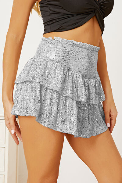 swvws Sequin Layered Mini Skirt