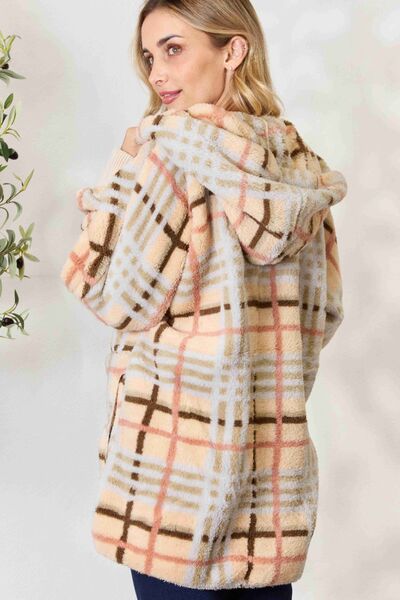 swvws H&T Checked Faux Fur Hooded Jacket