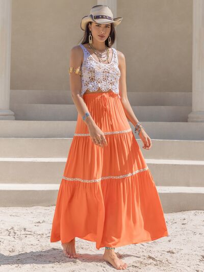 swvws High Waist Maxi Tiered Skirt