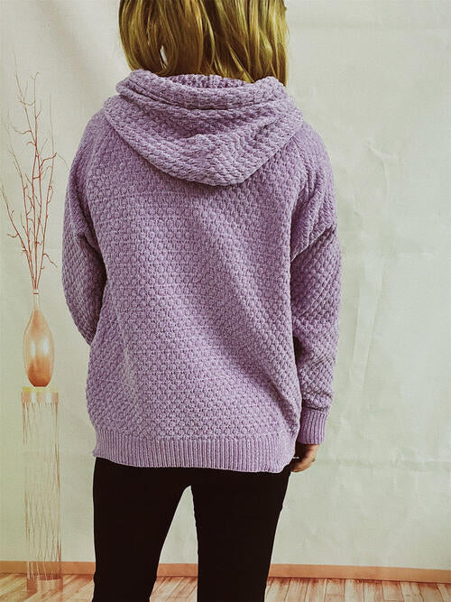 swvws Drawstring Long Sleeve  Hooded Sweater