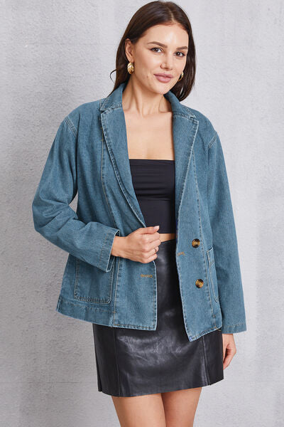 swvws Pocketed Button Up Denim Jacket